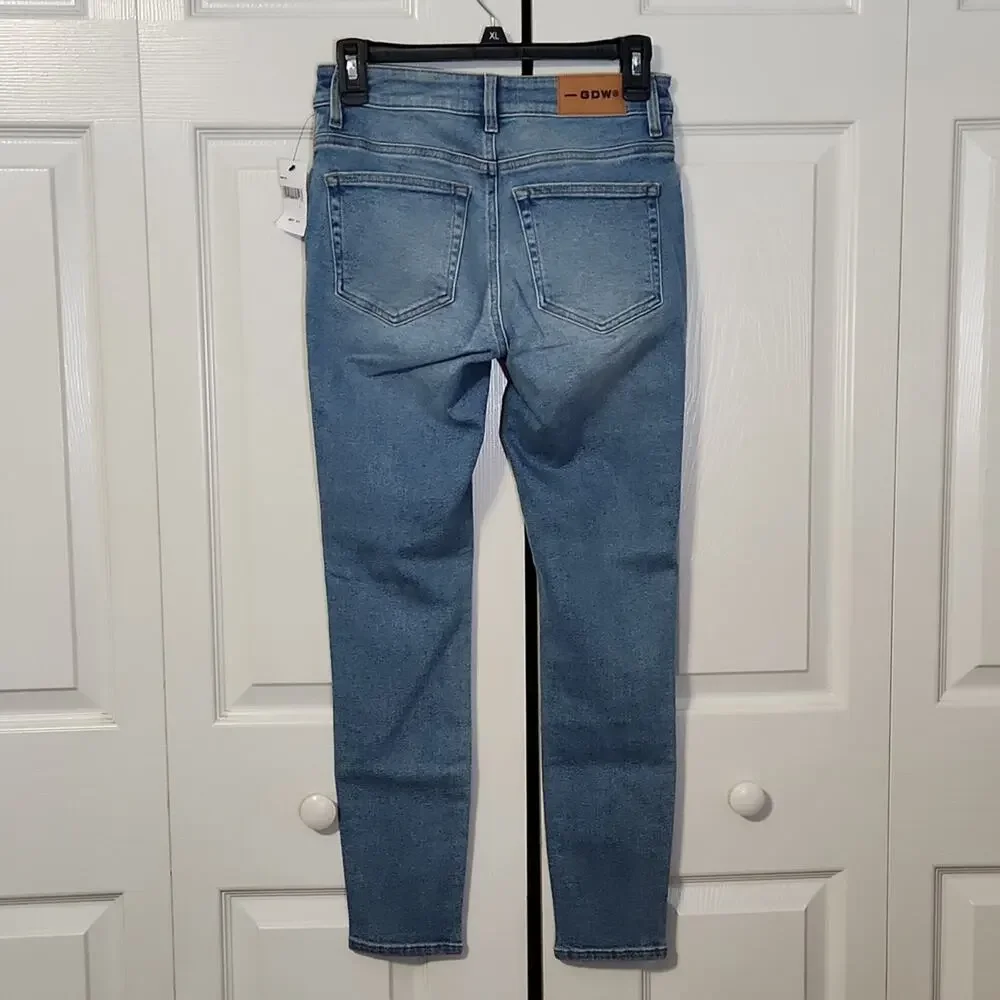 GDW General Denim Works Women's Light Wash Skinny Jeans Size‎ 26 Zip Button NWT
